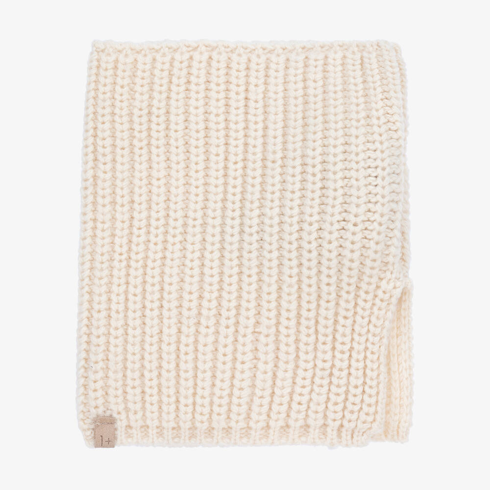1+ In The Family Babies' 1 + In The Family Ivory Ribbed Knit Snood