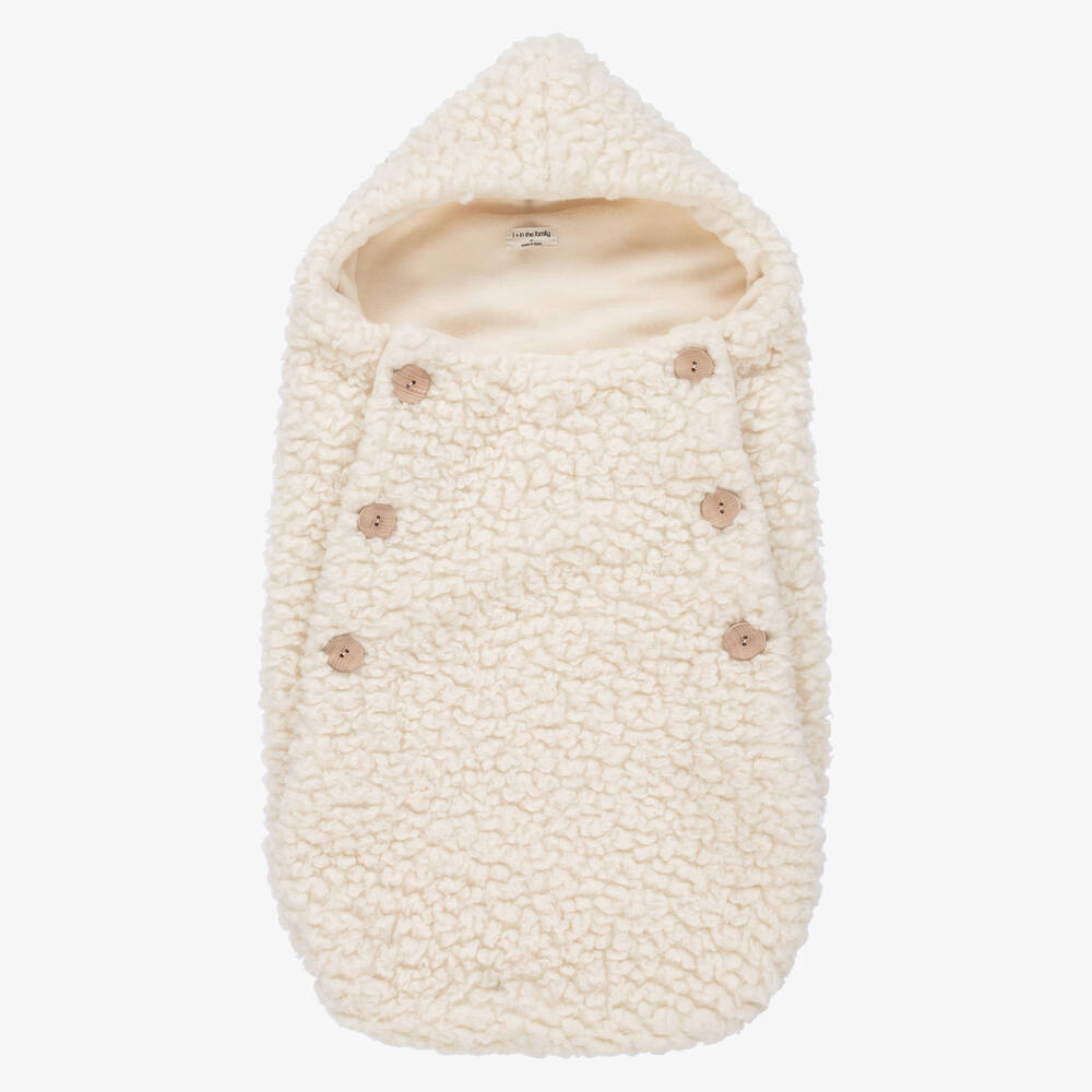 1 + in the family - Ivory Sherpa Fleece Baby Nest (72cm) | Childrensalon