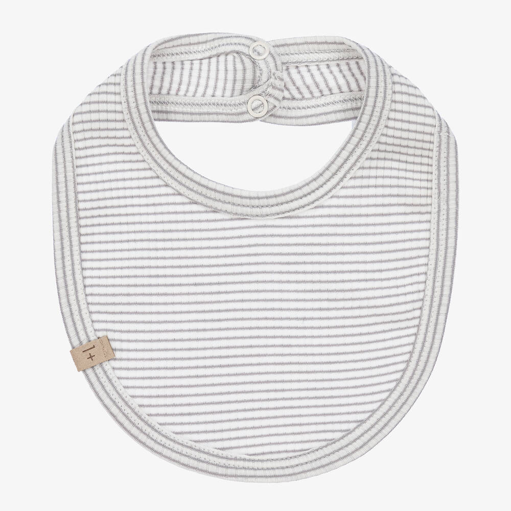 1 + in the family - White & Grey Stripe Baby Bib | Childrensalon