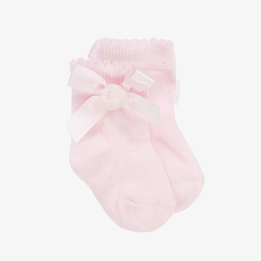 A Dee - Baby Girls Pink Cotton Knit Socks | Childrensalon