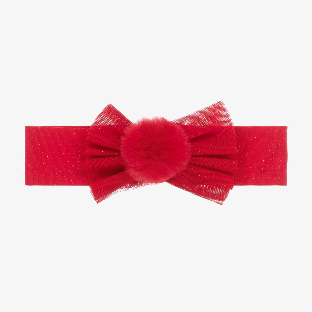 A Dee - Baby Girls Red Pom-Pom Headband | Childrensalon