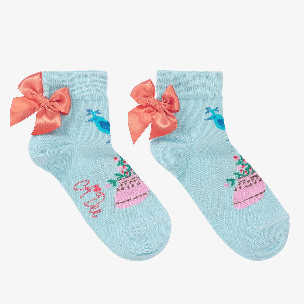 A Dee Babies' Girls Blue Knitted Ankle Socks