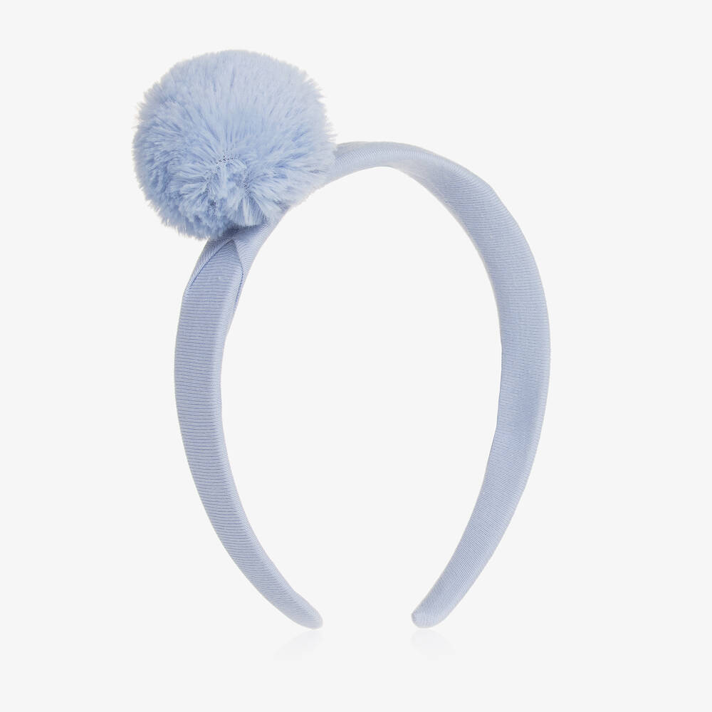 A Dee - Girls Blue Pom-Pom Hairband | Childrensalon