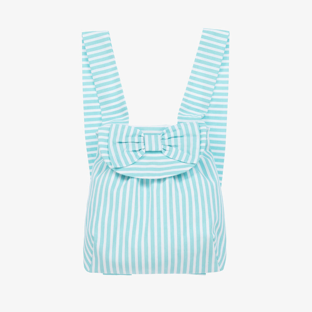 A Dee - Girls Blue Striped Backpack (20cm) | Childrensalon
