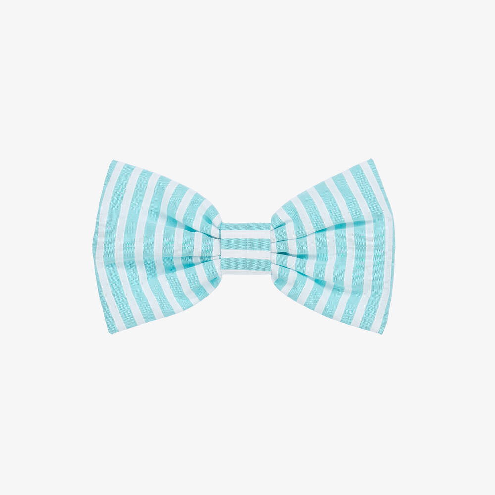 A Dee - Girls Blue Striped Bow Hair Clip (13cm) | Childrensalon