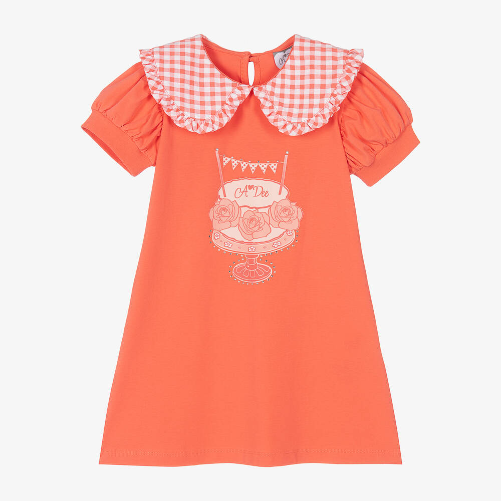 A Dee Kids' Girls Coral Pink Cotton Dress