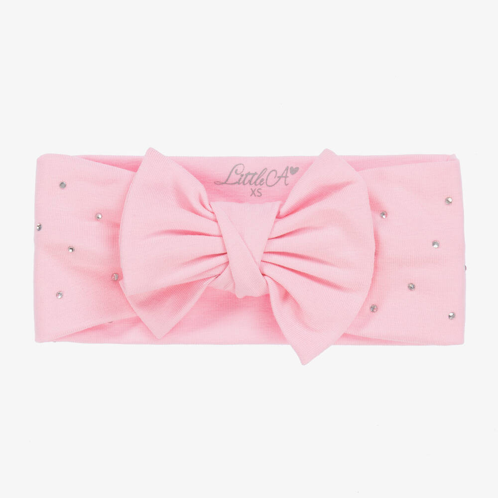 A Dee - Girls Pink Cotton Bow Headband | Childrensalon