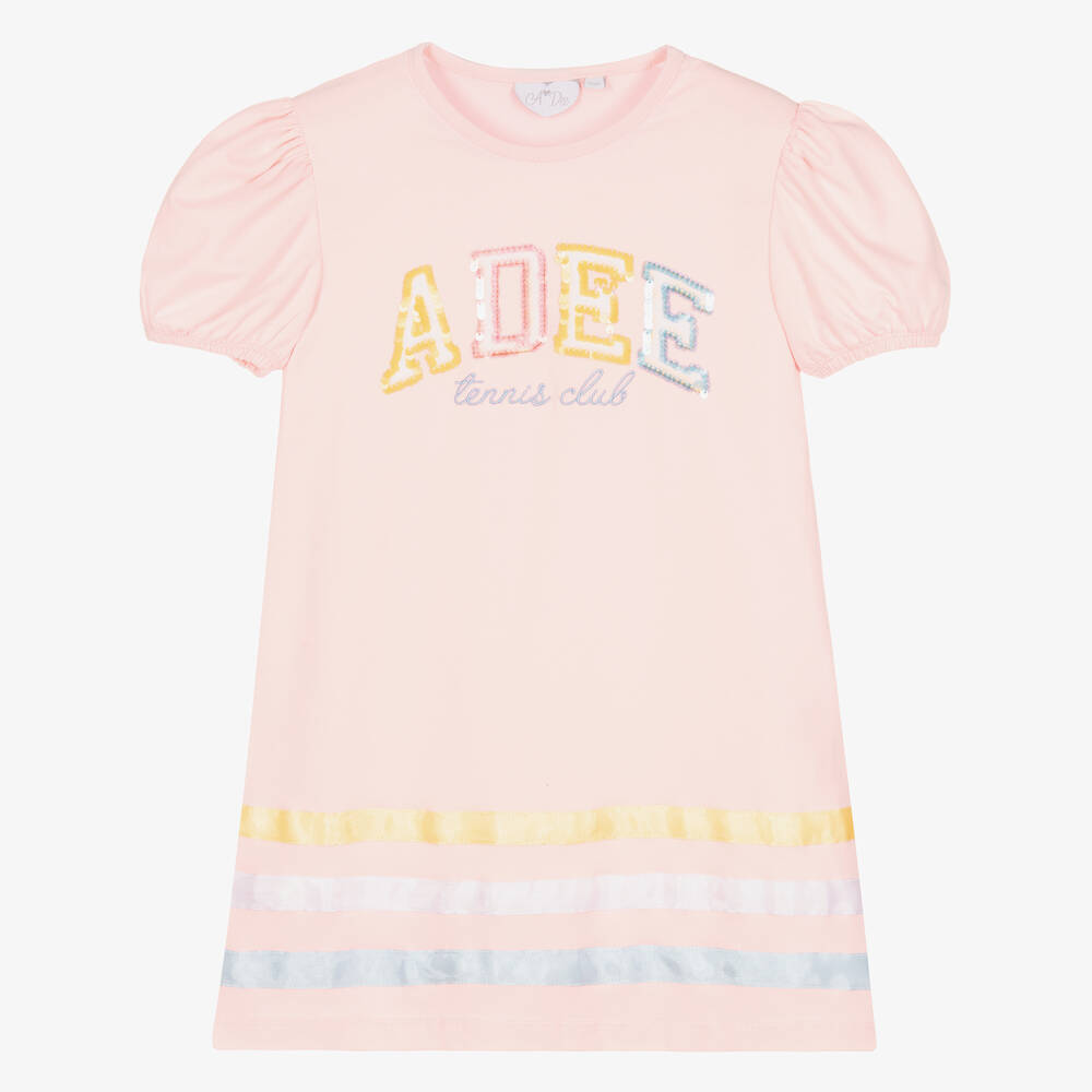 A Dee Babies' Girls Pink Cotton Jersey Dress