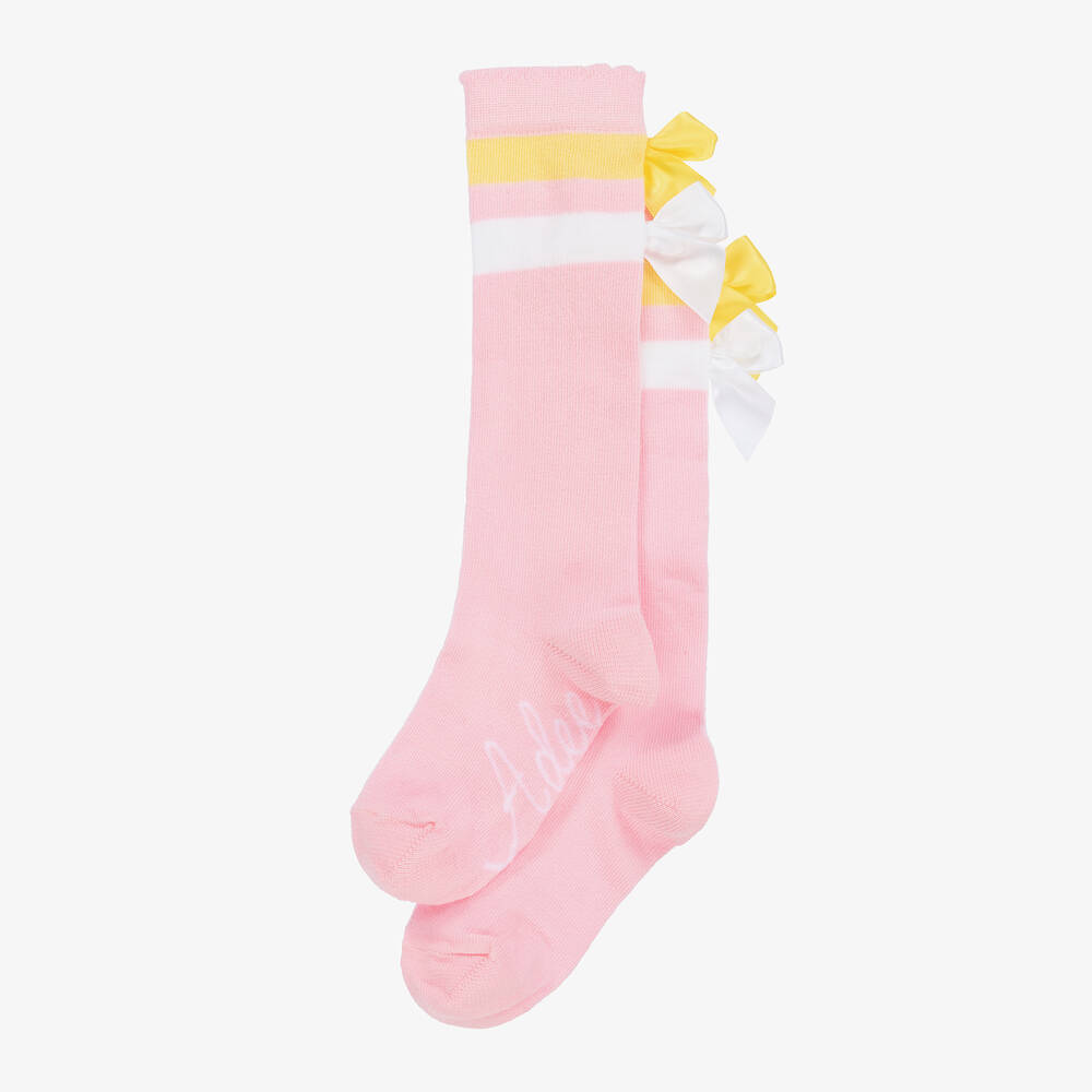 A Dee - Girls Pink Cotton Knee-High Socks | Childrensalon