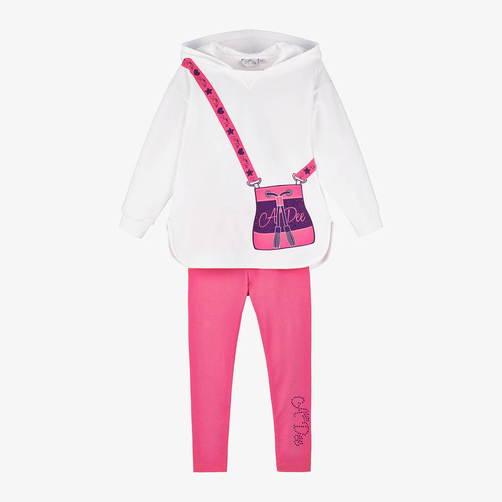 A Dee - Girls Pink Cotton Leggings Set | Childrensalon