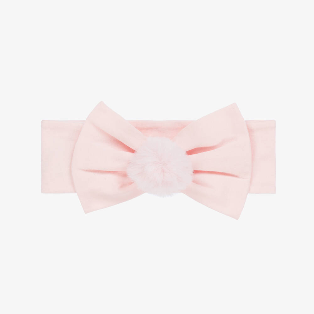 A Dee - Girls Pink Cotton Pom-Pom Headband | Childrensalon