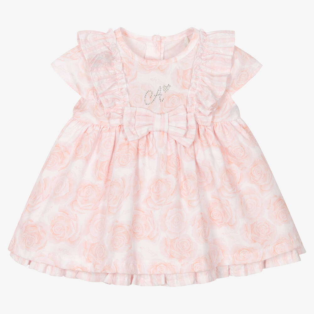 A Dee Babies' Girls Pink Cotton Rose Dress