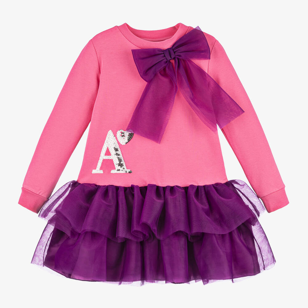 A Dee - Girls Pink Cotton & Tulle Tutu Dress | Childrensalon