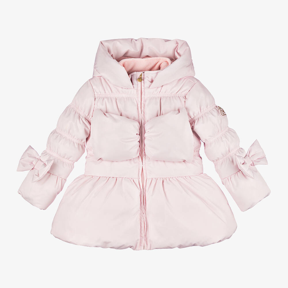 A Dee - Girls Pink Hooded Puffer Coat | Childrensalon