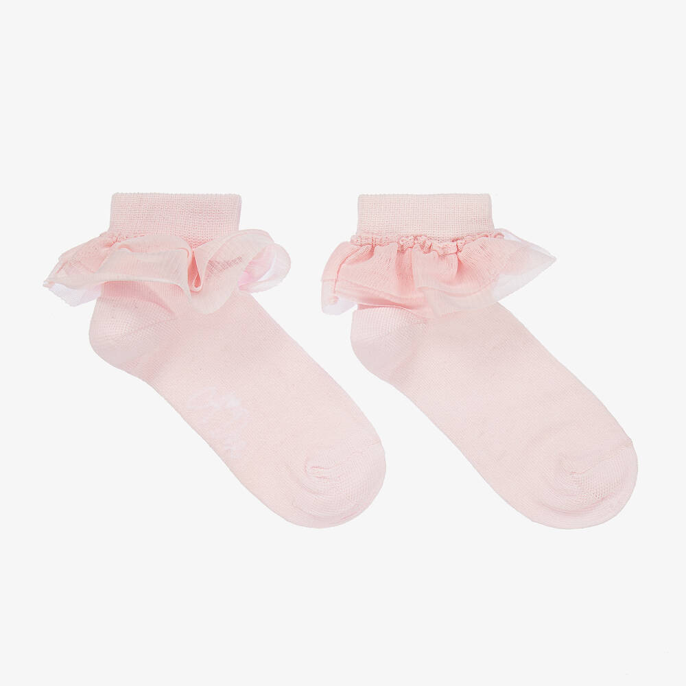 A Dee Babies' Girls Pink Knitted Frilly Socks