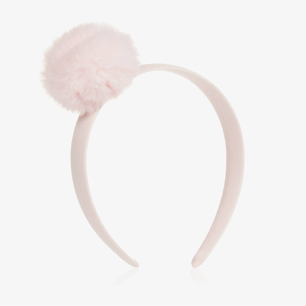 A Dee - Girls Pink Pom-Pom Hairband | Childrensalon