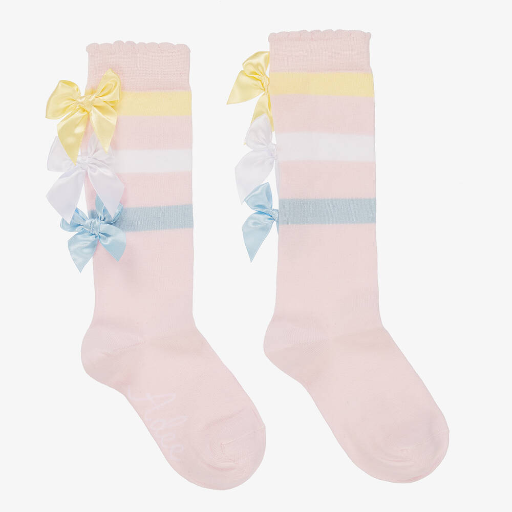 A Dee Babies' Girls Pink Striped Knee High Socks