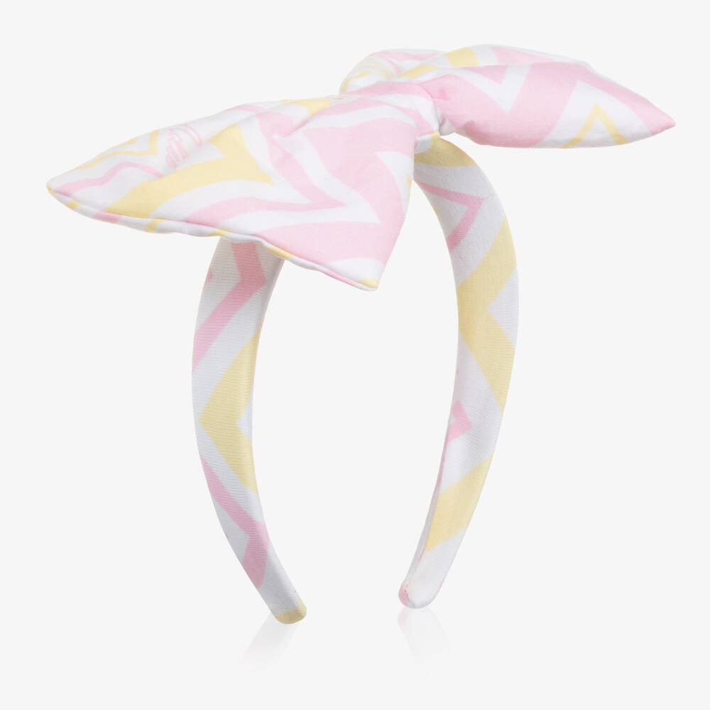 A Dee - Girls Pink & Yellow Bow Hairband | Childrensalon