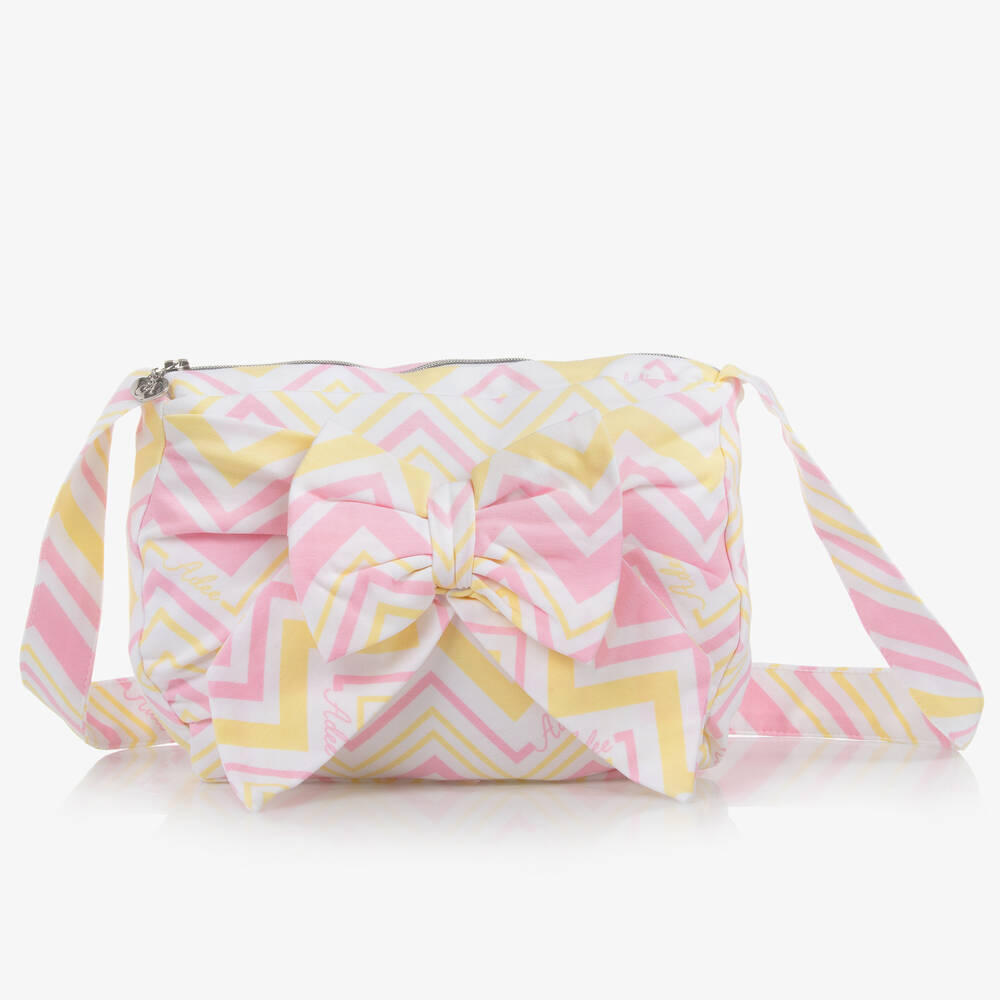 A Dee - Girls Pink & Yellow Jersey Handbag (23cm) | Childrensalon