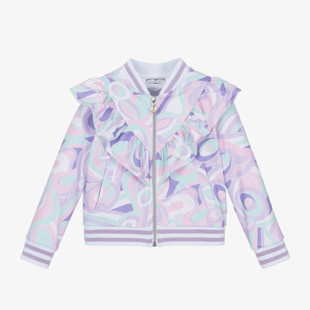Shop A Dee Girls Purple Abstract Ruffle Jacket