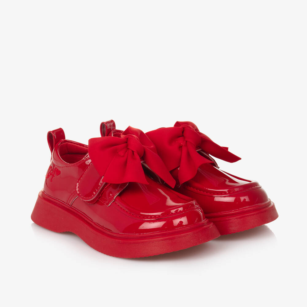 A Dee - Girls Red Faux Patent Leather Loafers | Childrensalon