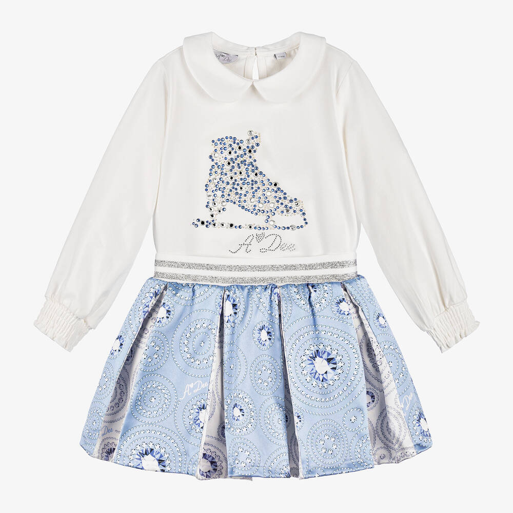 A Dee - Girls White Diamanté Cotton Skirt Set | Childrensalon