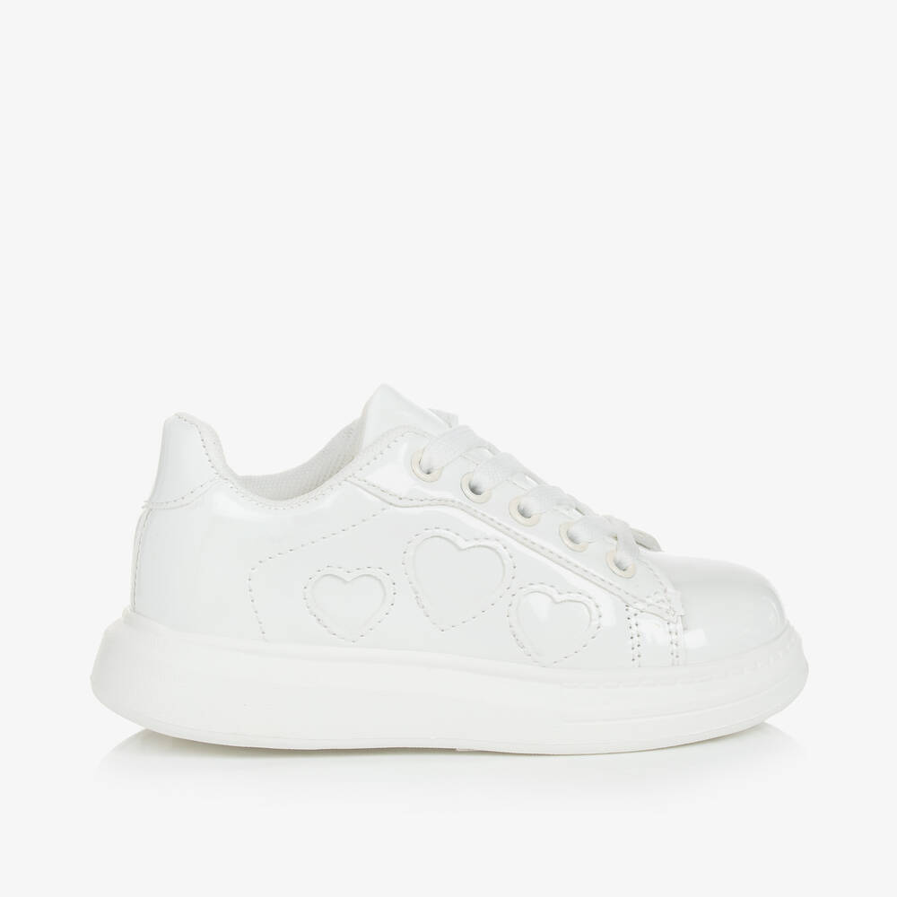 A Dee Kids' Girls White Patent Faux Leather Trainers