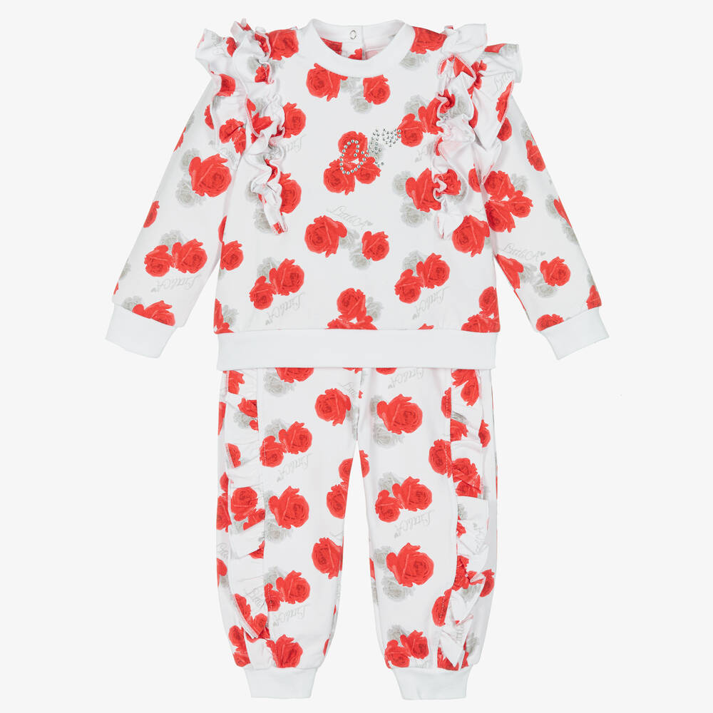 A Dee Babies' Girls White & Red Cotton Tracksuit