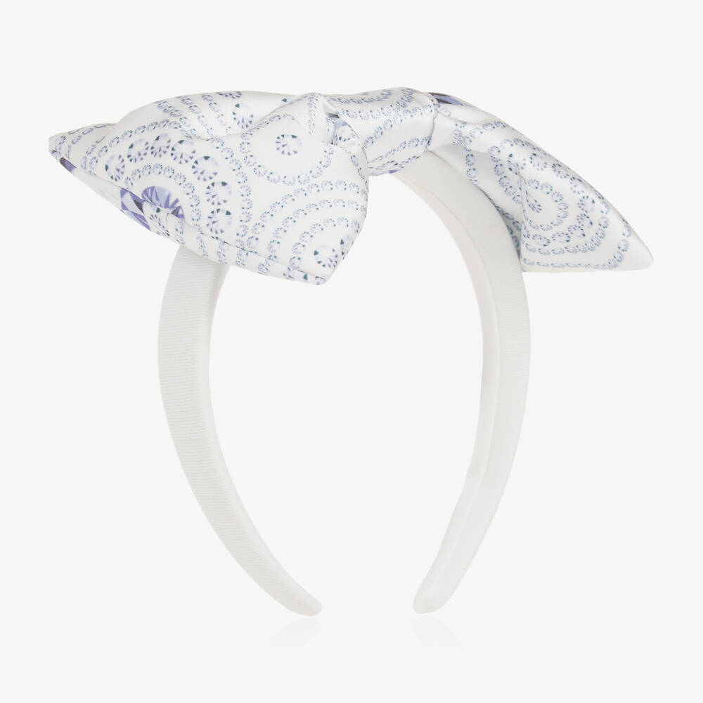 A Dee - Girls White Satin Bow Hairband | Childrensalon