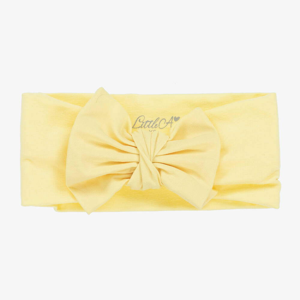 A Dee - Girls Yellow Cotton Bow Headband | Childrensalon