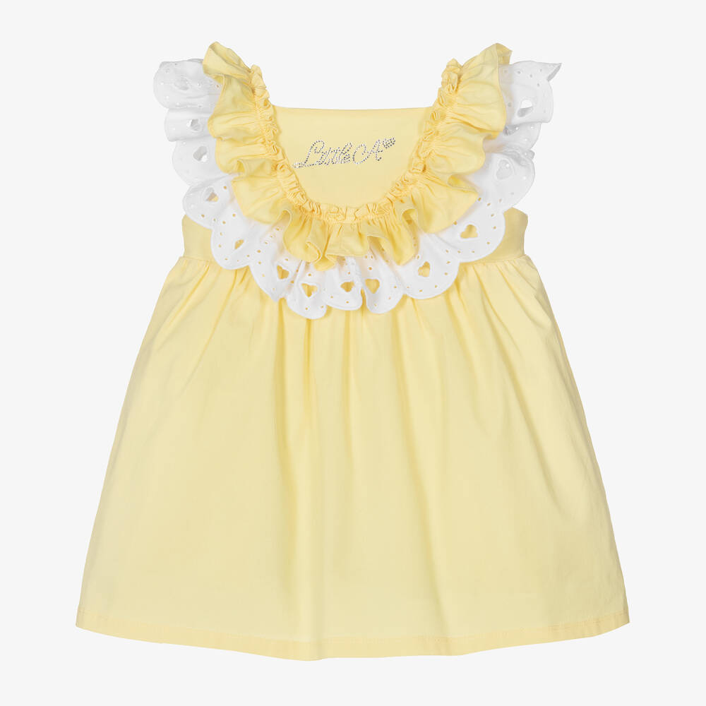 A Dee - Girls Yellow Cotton Dress | Childrensalon