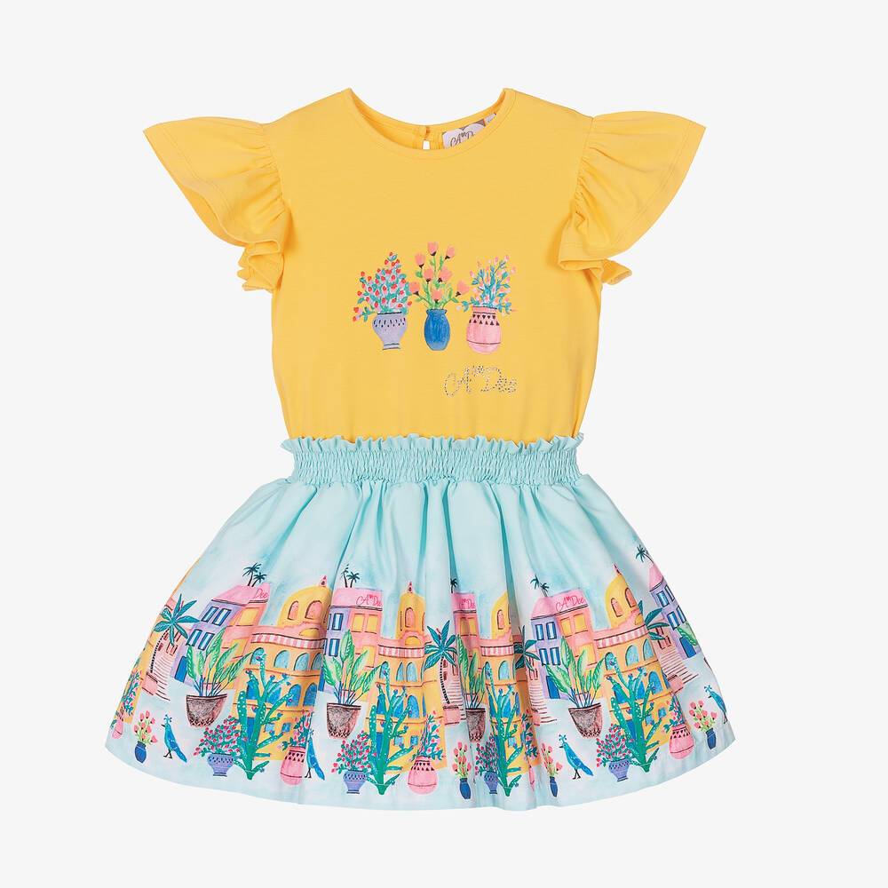 A Dee Babies' Girls Yellow Tropical Island Dress