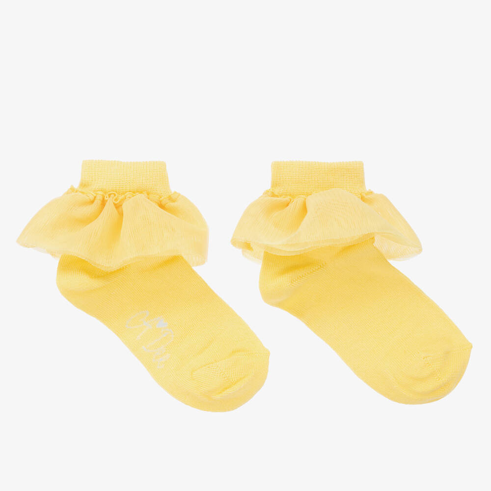 A Dee Babies' Girls Yellow Tulle Ruffle Socks