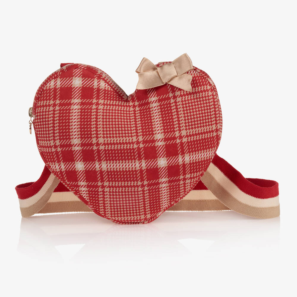 A Dee - Red Tartan Heart Bag (22cm) | Childrensalon