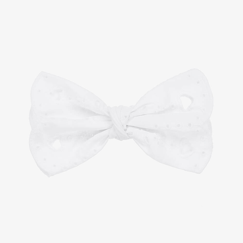 A Dee Kids' Girls White Broderie Anglaise Bow Hair Clip (16cm)