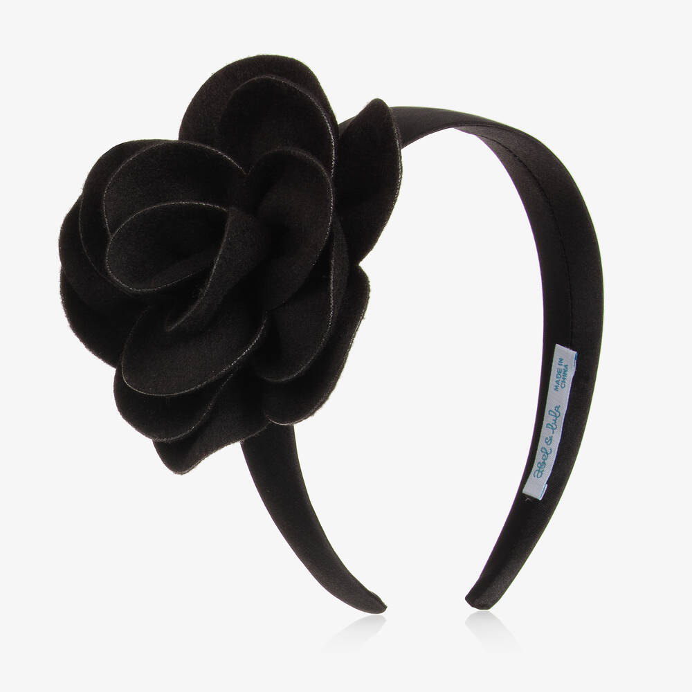 Abel & Lula - Girls Black Flower Hairband | Childrensalon