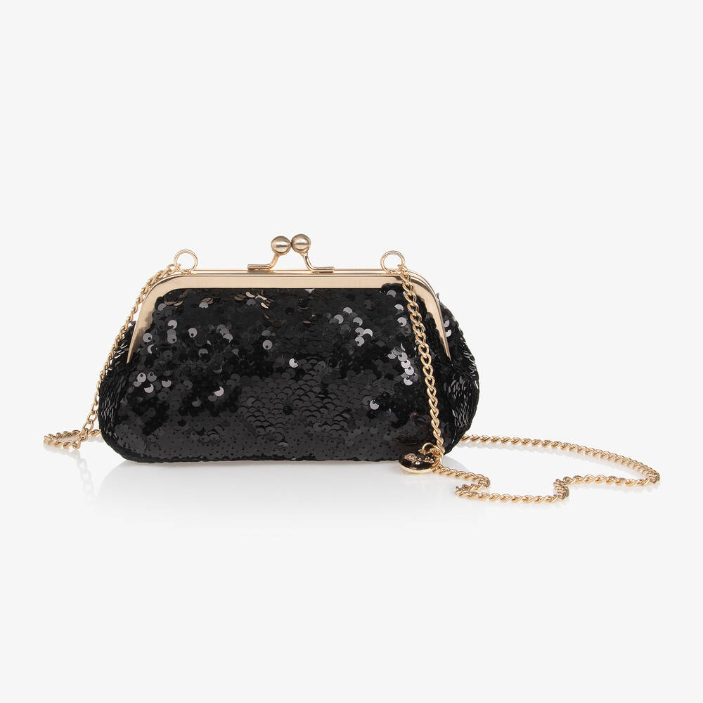 Abel & Lula - Girls Black Sequin Handbag (18cm) | Childrensalon