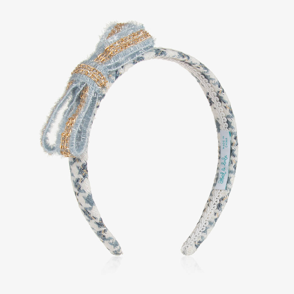 Abel & Lula - Girls Blue Houndstooth Sparkle Hairband | Childrensalon