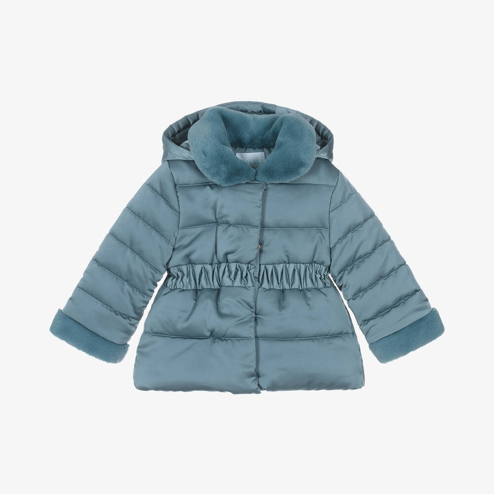 Abel & Lula - Girls Blue Puffer Jacket | Childrensalon