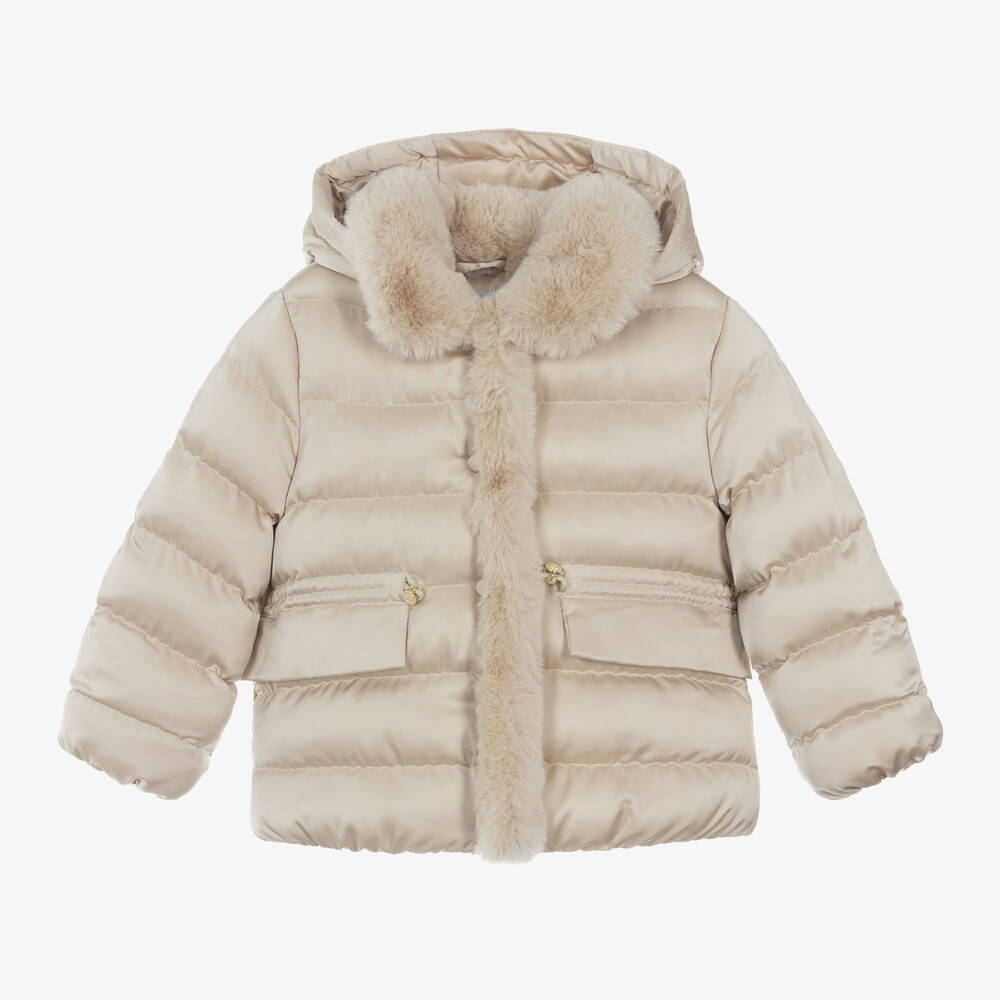 Abel & Lula - Girls Champagne Gold Puffer Jacket | Childrensalon