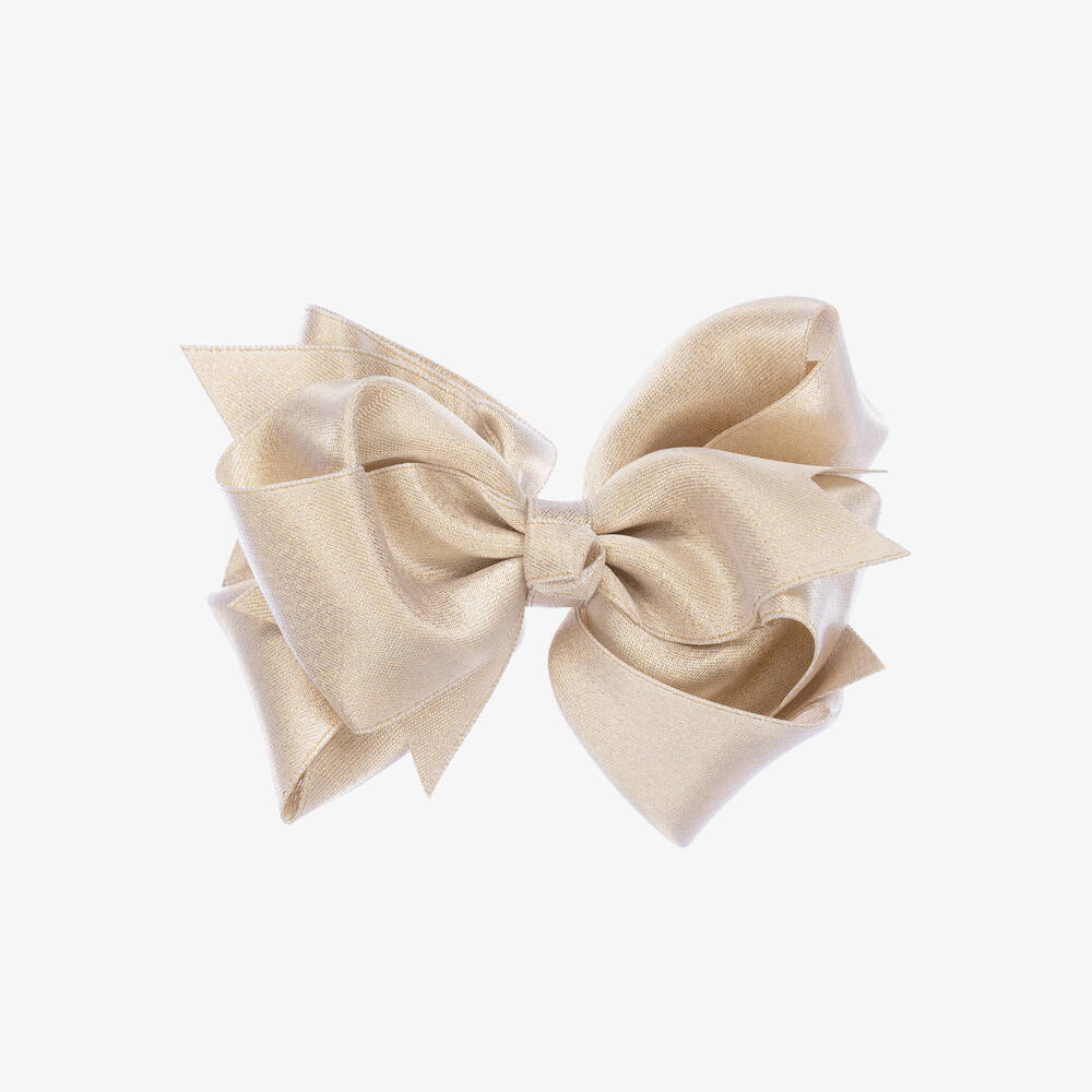 Abel & Lula - Girls Gold Bow Hair Clip (12cm) | Childrensalon