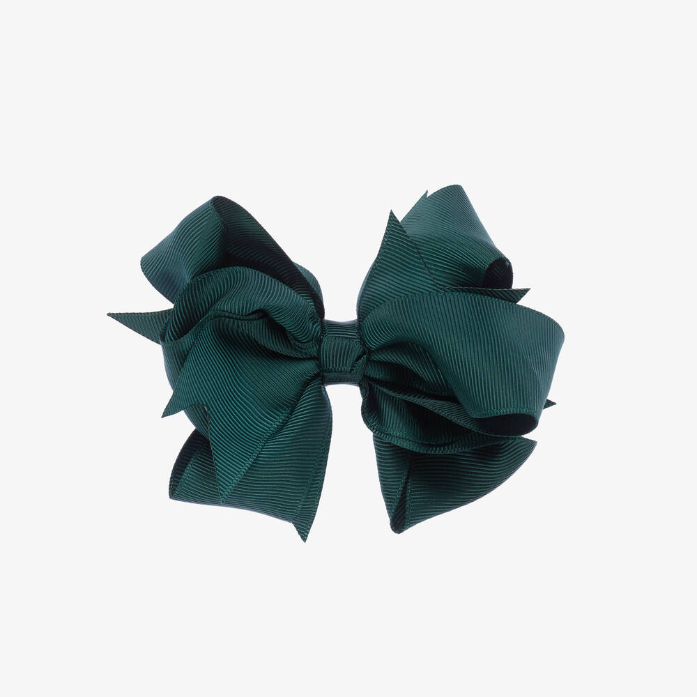 Abel & Lula - Girls Green Bow Hair Clip (12cm) | Childrensalon