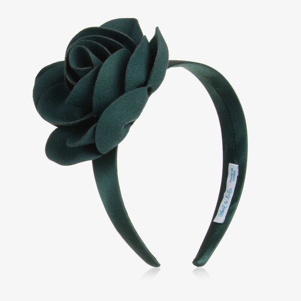 Abel & Lula - Girls Green Flower Hairband | Childrensalon