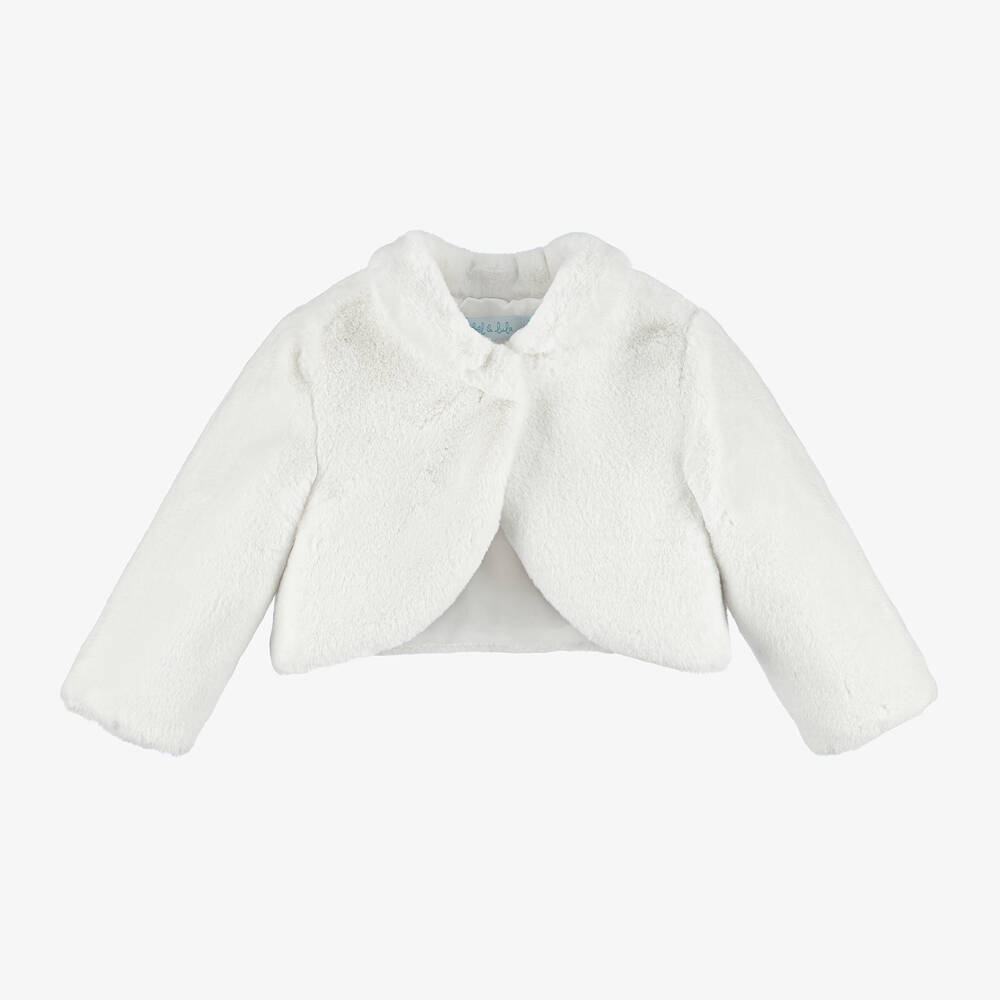 Abel & Lula - Girls Ivory Faux Fur Jacket | Childrensalon