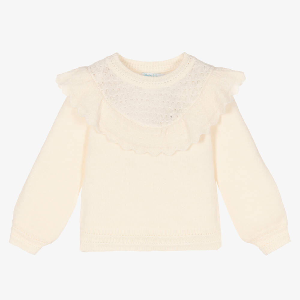 Abel & Lula - Girls Ivory Knitted Sweater | Childrensalon