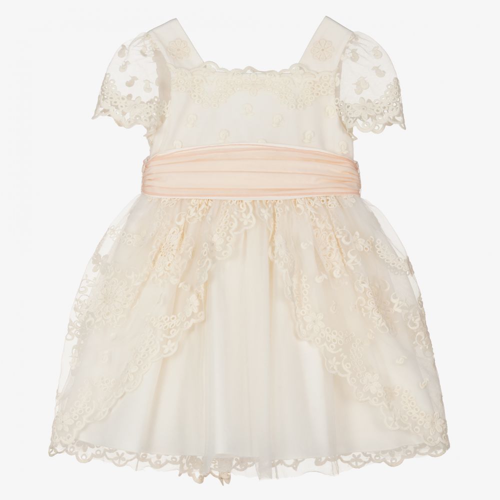 Abel & Lula Kids' Girls Ivory & Pink Tulle Dress | ModeSens