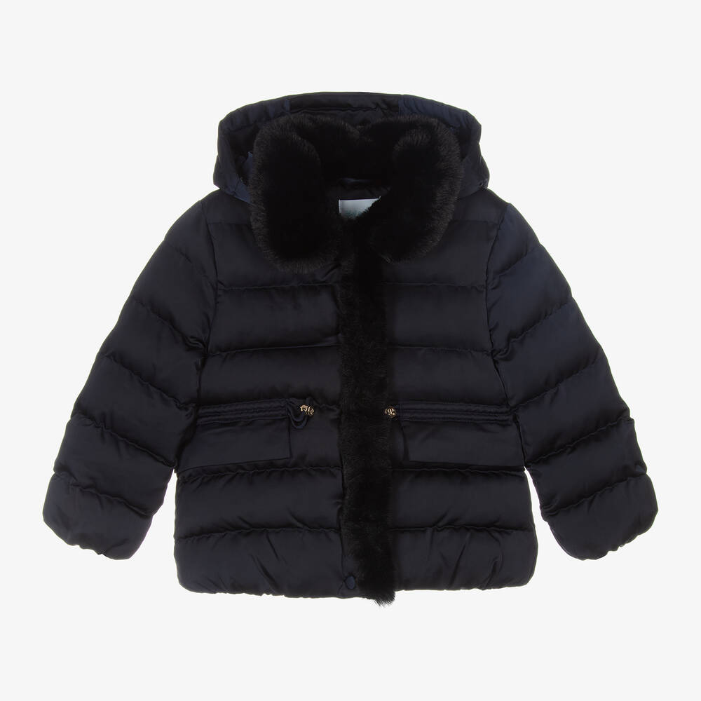 Abel & Lula - Girls Navy Blue Puffer Jacket | Childrensalon