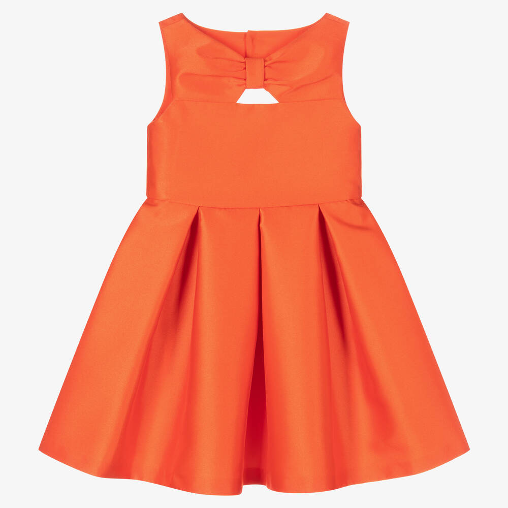 Abel & Lula Babies' Girls Orange Satin Pleated Dress