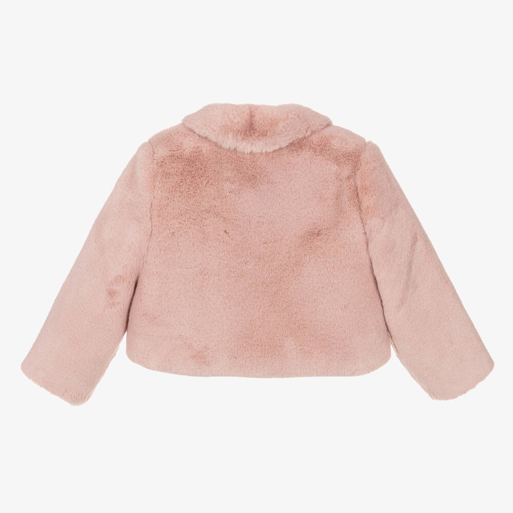 Abel & Lula - Girls Pink Faux Fur Jacket | Childrensalon