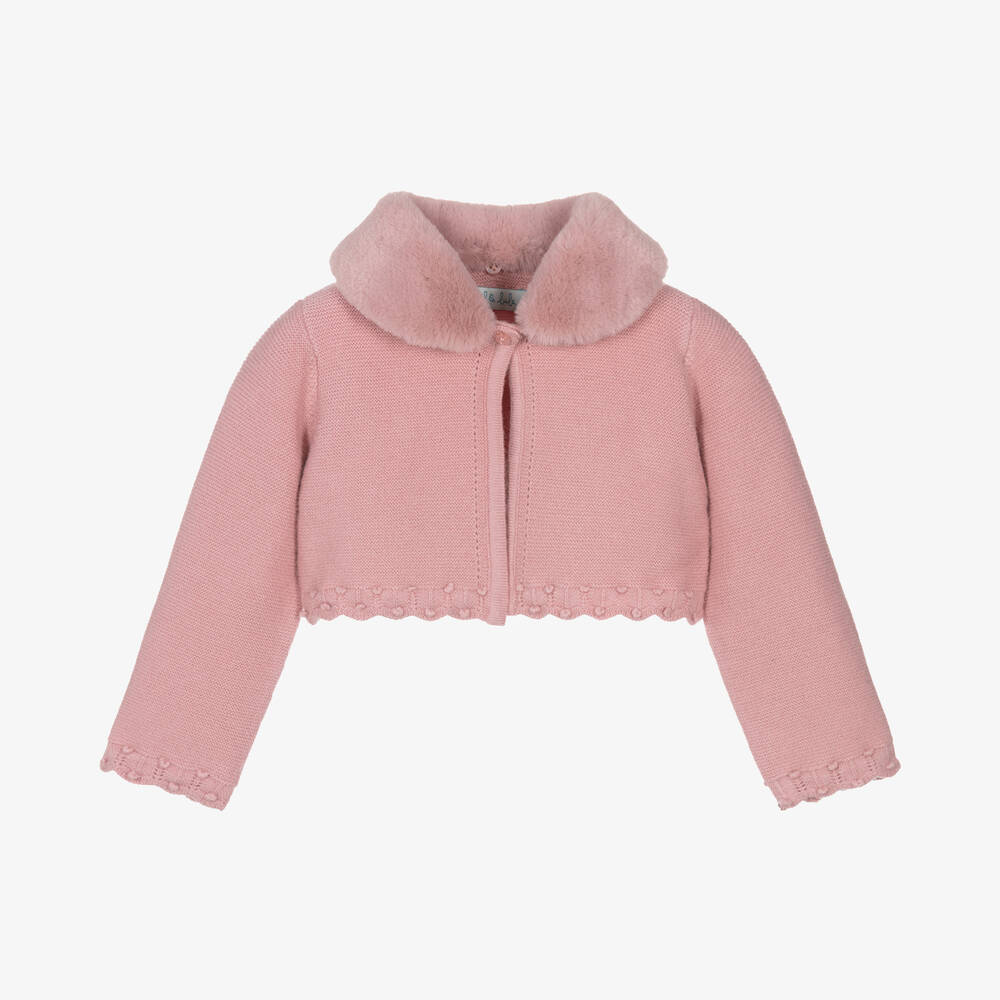 Abel & Lula - Girls Pink Knitted Cardigan | Childrensalon